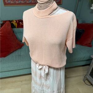 Akris Punto peach short sleeve cut out crew neck Sweater spring summer 8